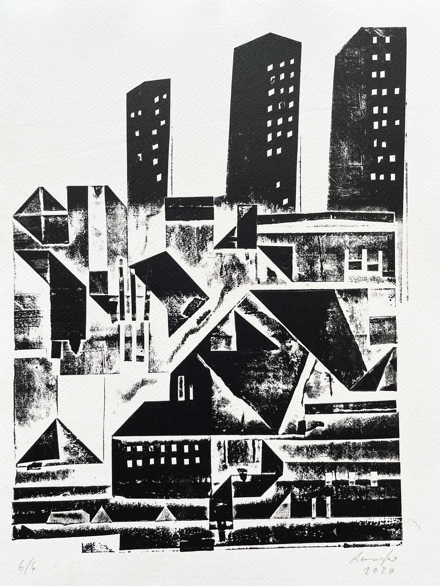 City — Collagraph, 24 × 32 cm, Dan Kovář