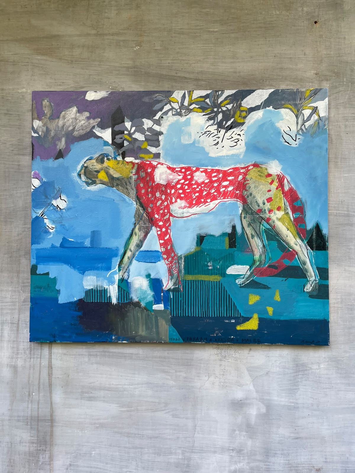 Obraz v obraze, kresba v malbě — Akryl, uhel a oilsticks, 70 × 60 cm, Dan Kovář