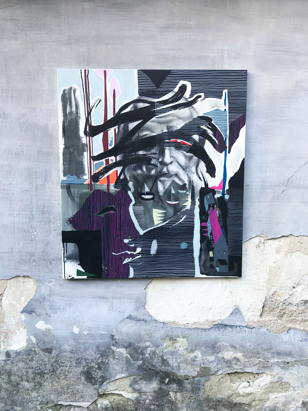 Stařec a bouře — akryl na plátně, 90 × 80 cm, Dan Kovář