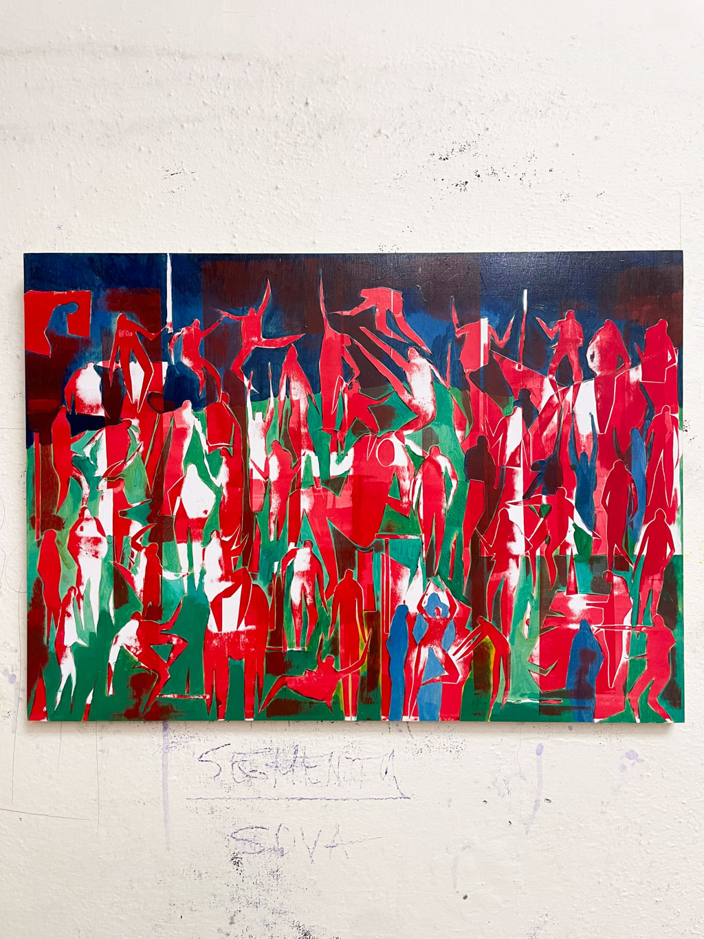 Tanec — Akryl na dřevě, 80 × 60 cm, Dan Kovář