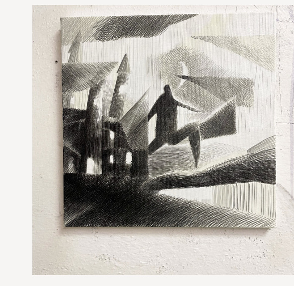 Útěk — akryl na plátně, 40 × 40 cm, Dan Kovář