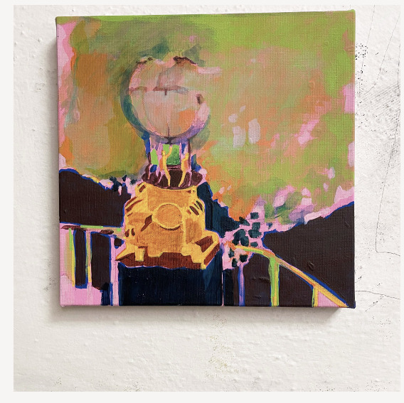 Zábradlí Planeta — akryl na plátně, 20 × 20 cm, Dan Kovář